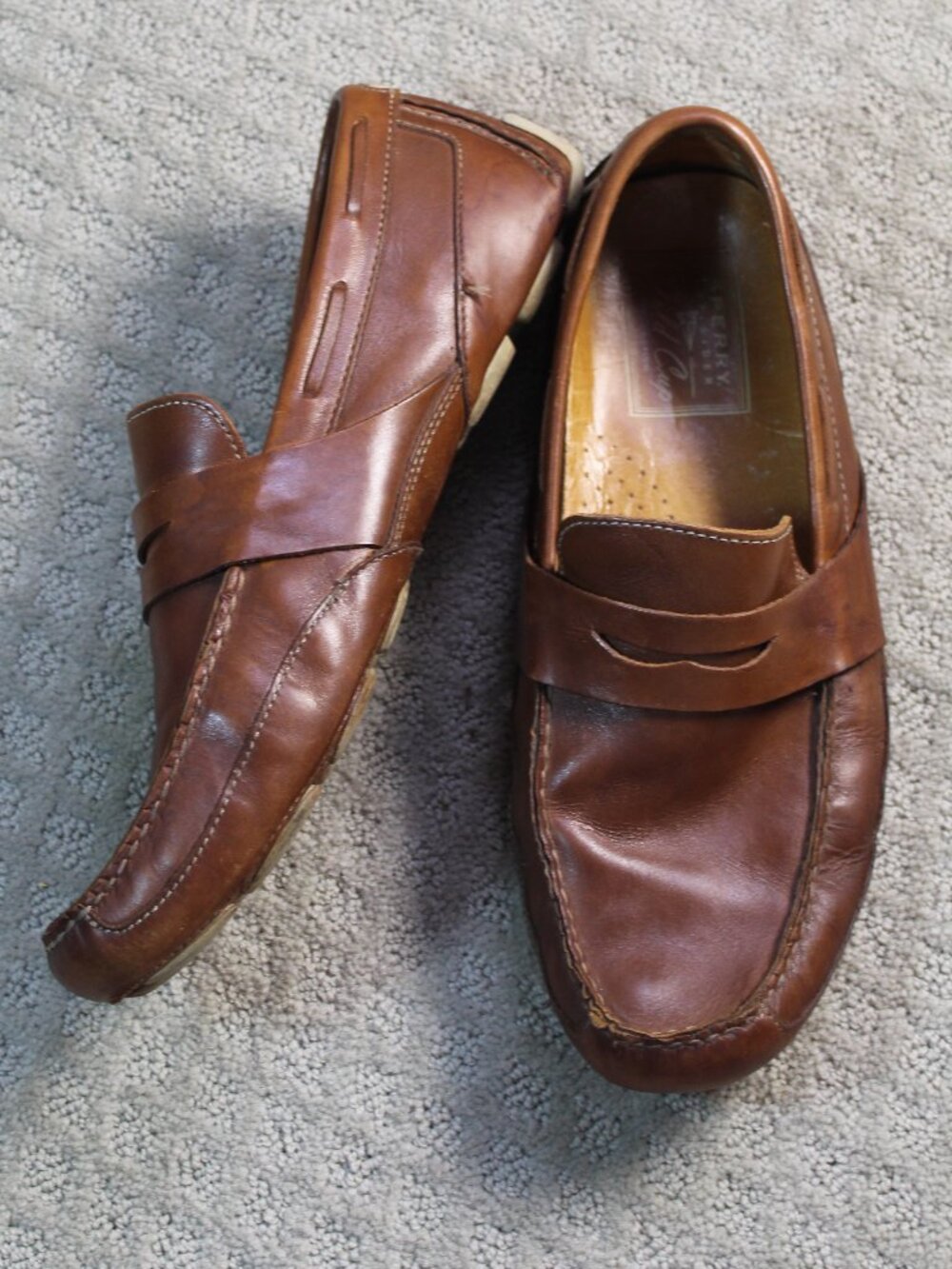 Sperry Top Sider Mens Size 11M Cognac Brown Round Toe Driving Loafer Moccasin